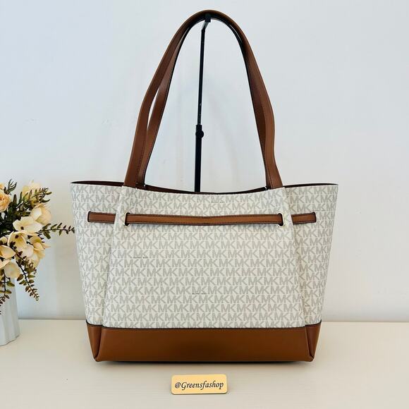 Michael Kors Purse Reed Large Logo Tote Bag Vanilla MK - Picture 4 of 9